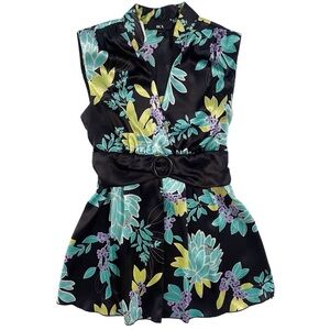 Y2K Floral Tie-Back Long Line Top